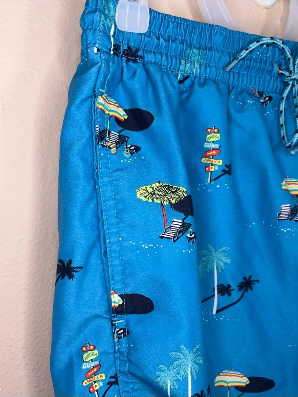 Medium Goodfellow Swim Shorts Blue Tropical Print Colorful Lined Mesh